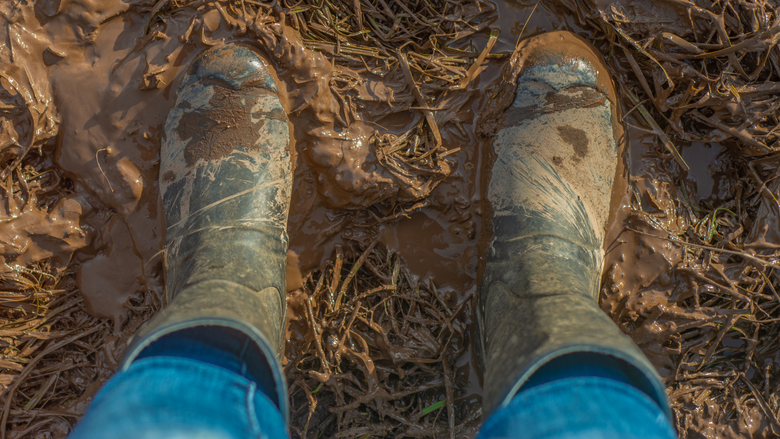 Gumboots in the mud - Gumboots - mens gumboots