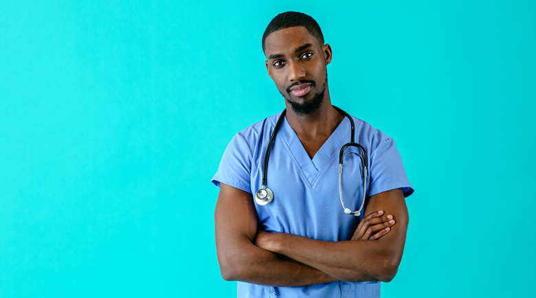 Man in blue scrubs - scrubs uniform - scrubs clothing