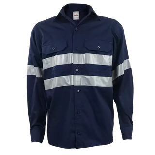Navy Vented Reflective Mining Shirt