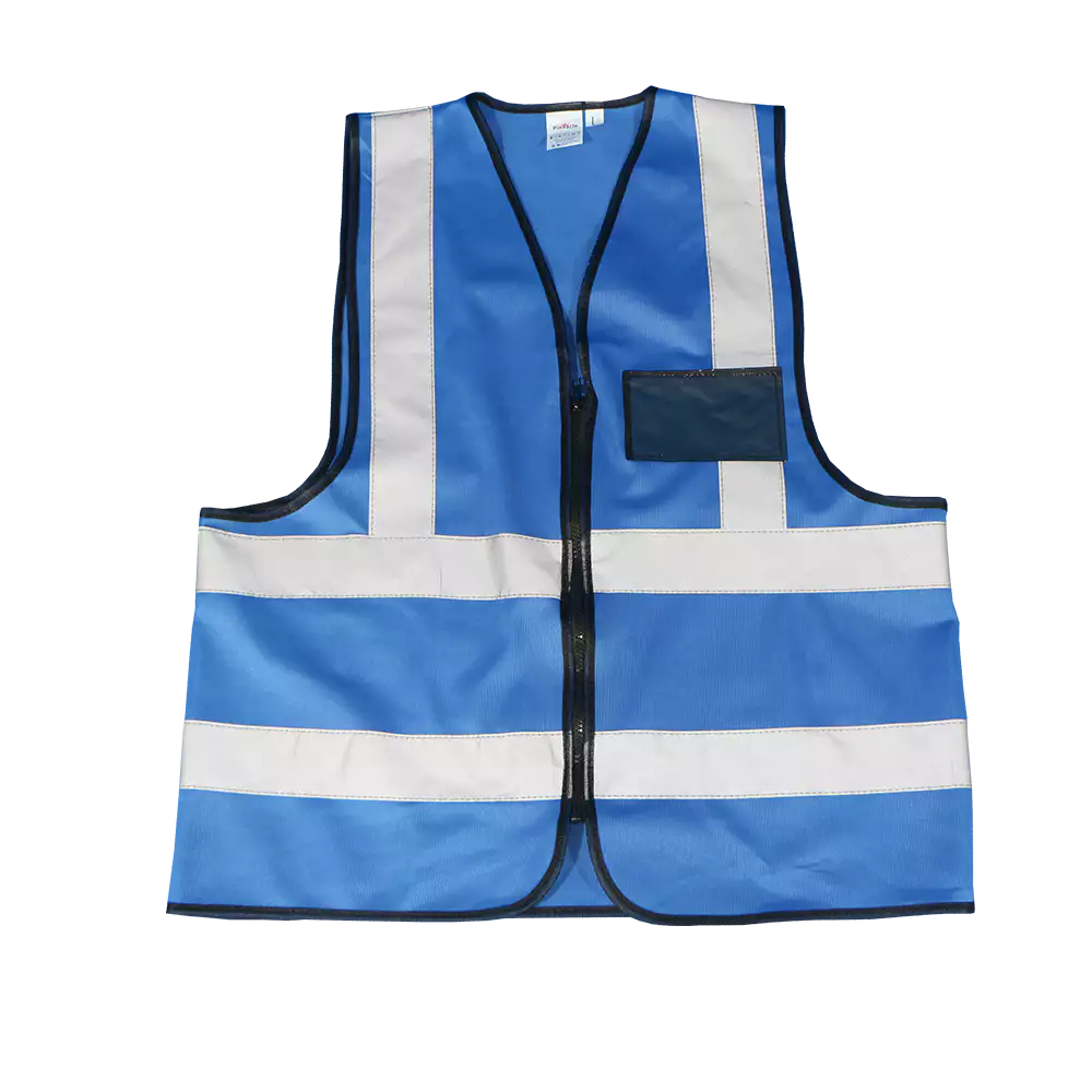Premium Blue Reflective Vest with Zip & ID | Supply Shop
