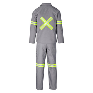 Buy grey Trade Polycotton Conti Suit - Reflective Arms, Legs & Back - Yellow Tape