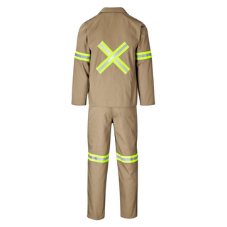 Buy khaki Trade Polycotton Conti Suit - Reflective Arms, Legs & Back - Yellow Tape