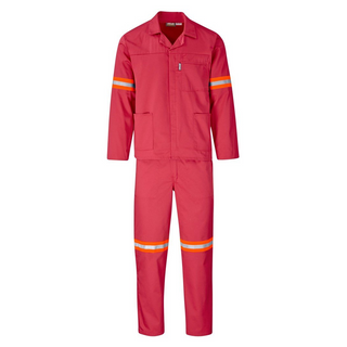 Buy red Trade Polycotton Conti Suit - Reflective Arms & Legs - Orange Tape