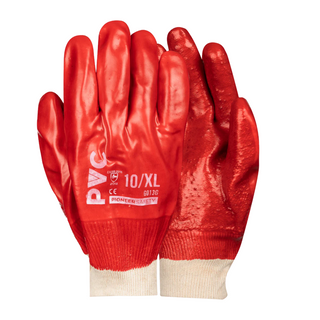 PVC Red Terrycloth Palm Gloves - 10cm