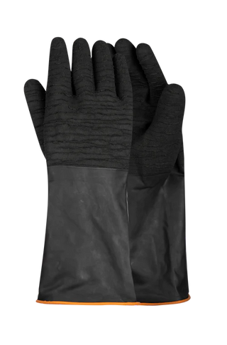 Black Industrial Rubber Glove Rough Palm 35Cm