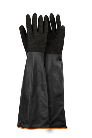Black Industrial Rubber Glove Rough Palm 55Cm