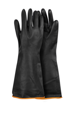 Black Industrial Rubber Glove Smooth Palm 55Cm