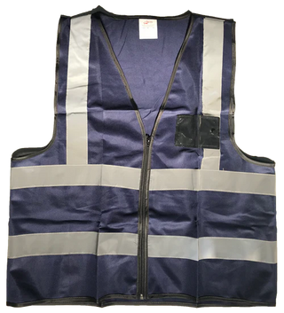 Pioneer®Navy Reflective Vest With Zip & Id Pouch