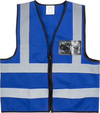 Pioneer®Blue Reflective Vest With Zip & Id Pouch