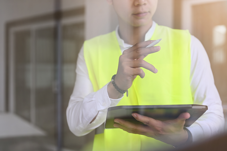Health and safety officer with clipboard - occupational health and safety officer - health and safety representative