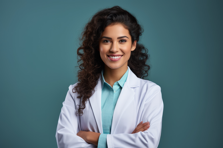Lady in white lab coat // white lab coat, disposable lab coats