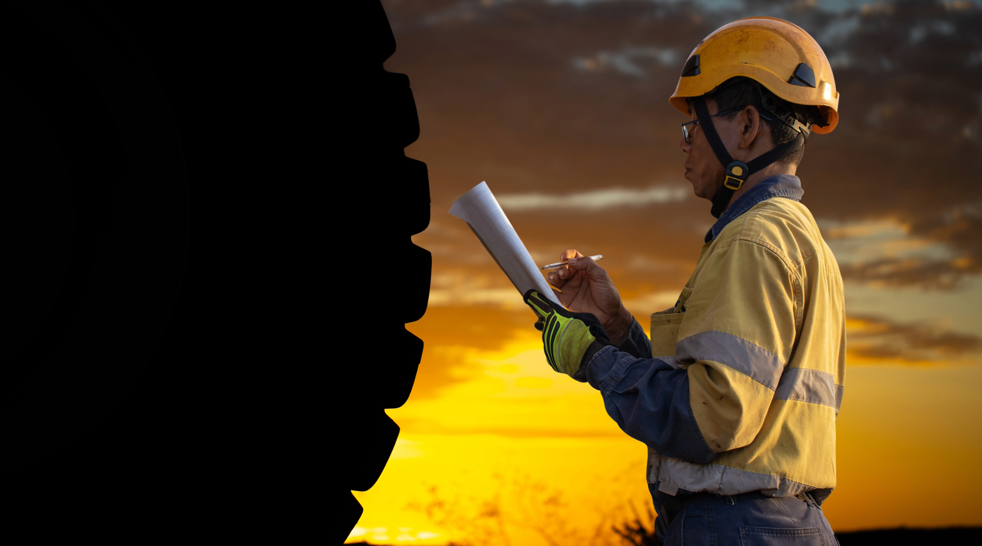 Man in safety clothing next to tyre - mens long sleeve shirts - safety shirts