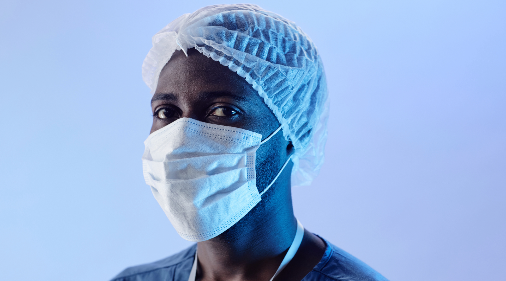 Man wearing mop cap & disposable mask - mop cap - disposable mop cap