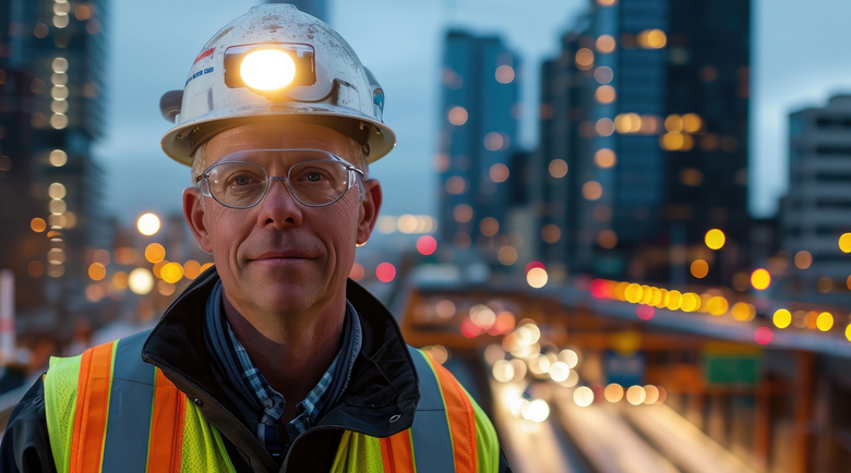 Man wearing reflective wear - workwear clothing - Workwear