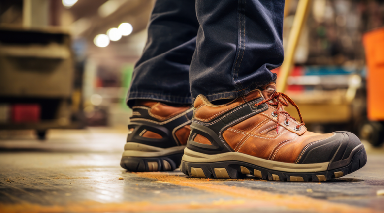 Man wearing safety boots - mens safety boots - safety boots