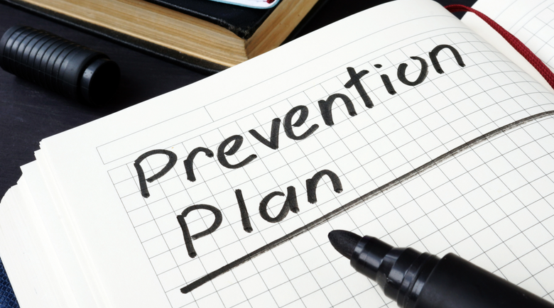 Prevention plan written in a book - fall protection plan - fall protection