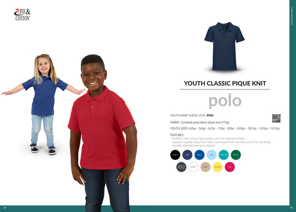 175g Youth Classic Pique Knit Polo