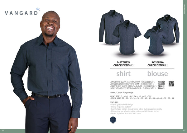 Roselina Blouse Long Sleeve - Check 1 - Navy