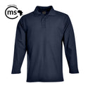 Long Sleeve Pique Knit Polo - Cadet blue - while stocks last
