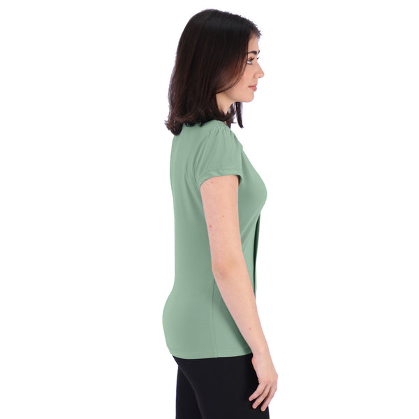 Emma  Blouse - Short Sleeve - Sage Green - End Of Range