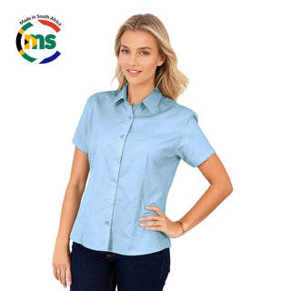 Ladies’ Classic Woven Shirt Short Sleeve - Sky - End Of Range