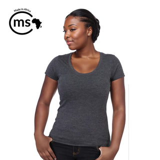 Ladies’ 150g Fashion Fit T-Shirt - Graphite Melange - End Of Range