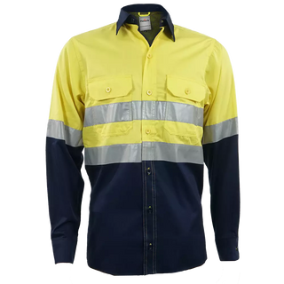 Navy / Yellow  Vented Reflective Mining Shirt