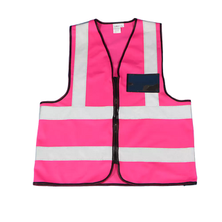 Premium Pink Reflective Vest with Zip & ID