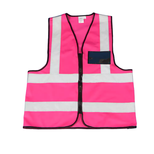 Premium Pink Reflective Vest with Zip & ID