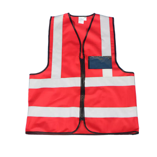 Premium Red Reflective Vest with Zip & ID