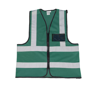 Premium Olive Green Reflective Vest with Zip & ID