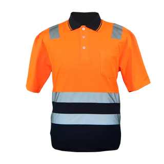 Orange / Navy Two Tone Hiviz Golf Shirt