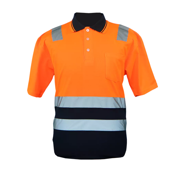 Orange / Navy Two Tone Hiviz Golf Shirt