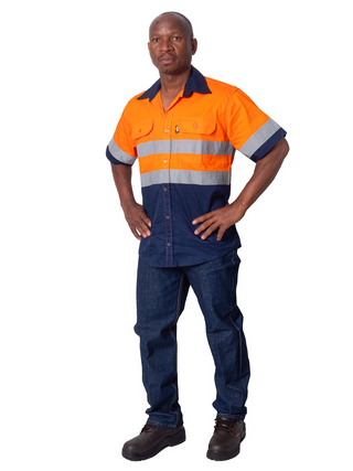 Hi Viz 100% Cotton Vented Short Sleeve Workshirt