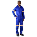 Safety Polycotton Boiler Suit - Reflective Arms Legs & Back - Orange Tape