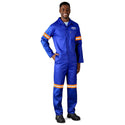 Safety Polycotton Boiler Suit - Reflective Arms Legs & Back - Orange Tape