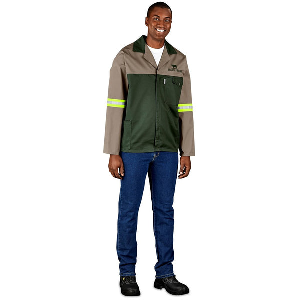 Site Premium Two-Tone Polycotton Jacket - Reflective Arms & Back - Yellow Tape