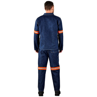 Cast Premium 100% Cotton Denim Jacket - Reflective Arms - Orange Tape