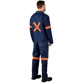 Cast Premium 100% Cotton Denim Jacket - Reflective Arms & Back - Orange Tape