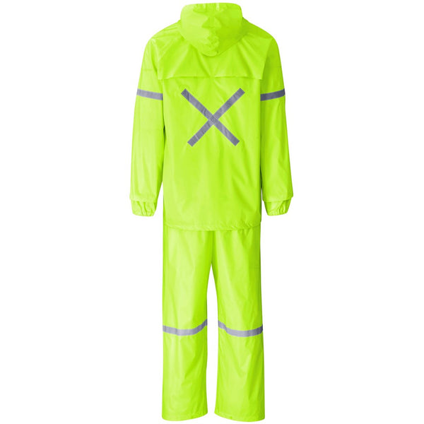 Outdoor Hi-Viz Reflective Polyester/PVC Rainsuit - Lime