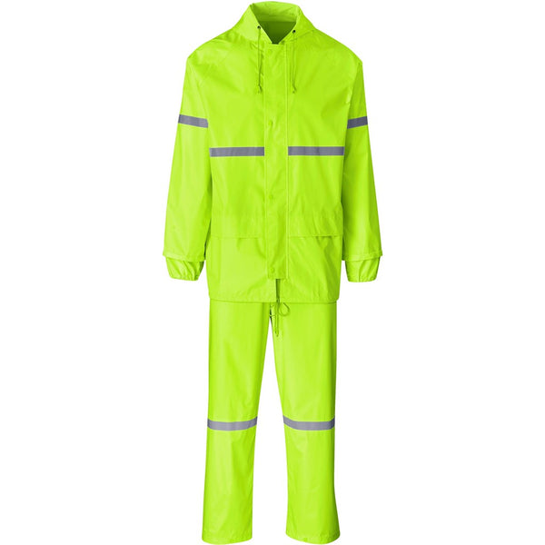 Outdoor Hi-Viz Reflective Polyester/PVC Rainsuit - Lime