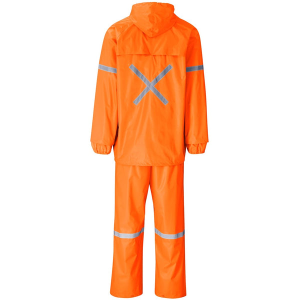 Outdoor Hi-Viz Reflective Polyester/PVC Rainsuit - Orange