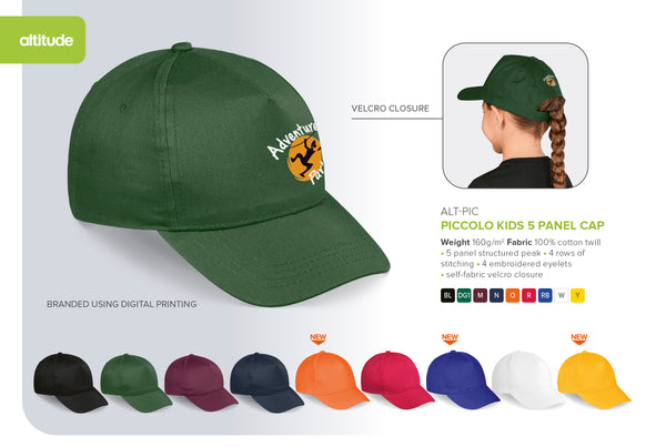 Piccolo Kids 5 Panel Cap - Yellow