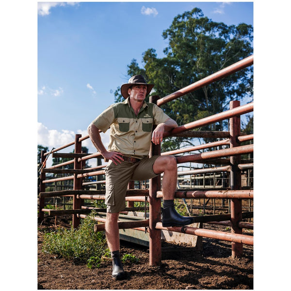 Mens Short Sleeve Serengeti 2-Tone Bush Shirt