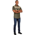 Mens Short Sleeve Serengeti 2-Tone Bush Shirt