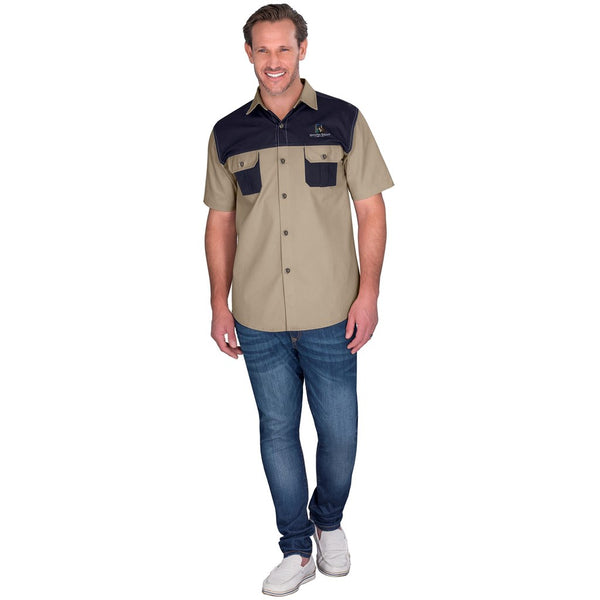 Mens Short Sleeve Serengeti 2-Tone Bush Shirt