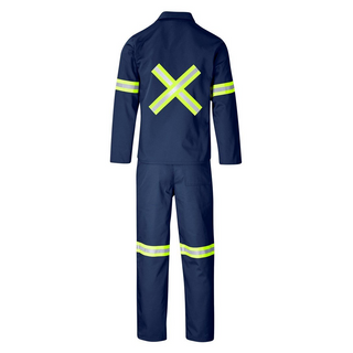 Buy navy Trade Polycotton Conti Suit - Reflective Arms, Legs &amp; Back - Yellow Tape