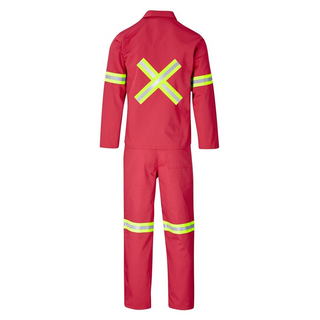 Buy red Trade Polycotton Conti Suit - Reflective Arms, Legs &amp; Back - Yellow Tape