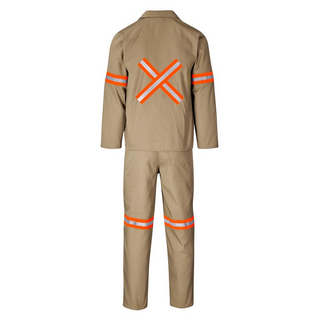 Buy khaki Trade Polycotton Conti - Suit Reflective Arms, Legs &amp; Back - Orange Tape