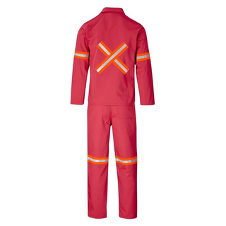 Buy red Trade Polycotton Conti - Suit Reflective Arms, Legs &amp; Back - Orange Tape